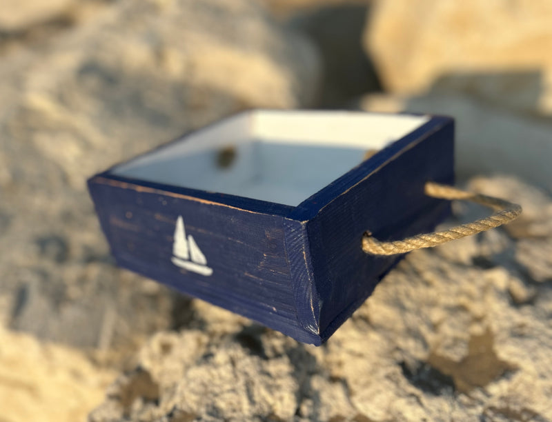Boite de rangement "Bord de mer" avec anses en corde