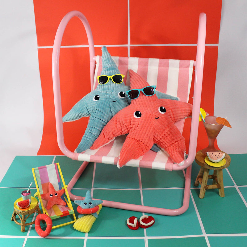 Peluche étoile de mer "Wahou" maman et son bébé bleu aqua