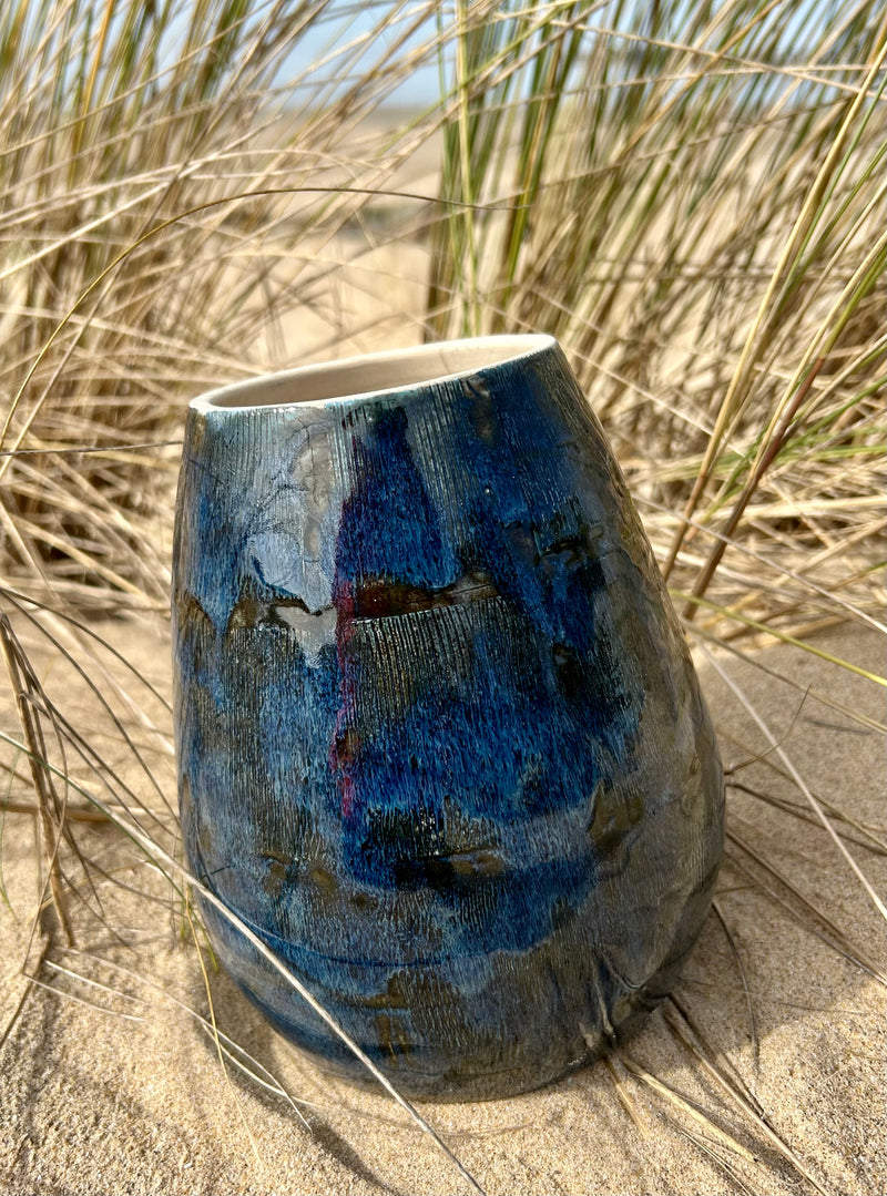 Vase en céramique émaillée - Collection "Bleu nuit"