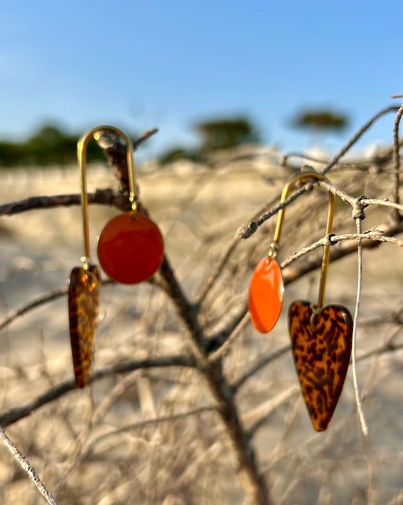 Boucles d'Oreilles artisanales "Cœur Fauve"