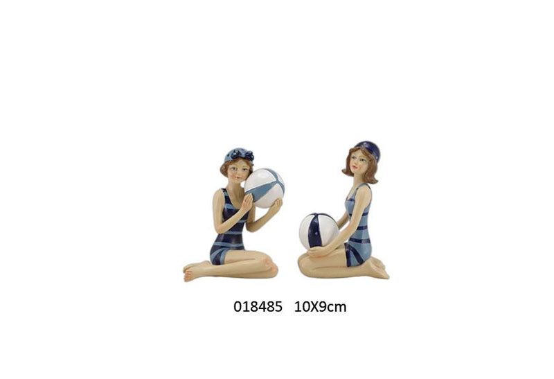 Figurine baigneuse assise & son ballon - collection Littoral