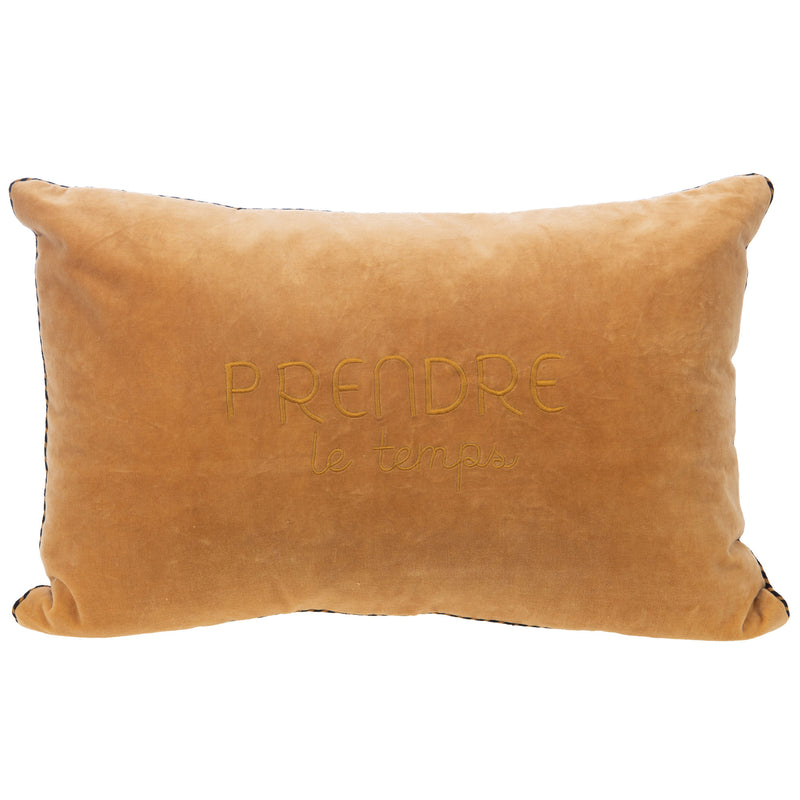 Coussin en velours "Pause Bonheur"