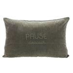 Coussin en velours "Pause Bonheur"