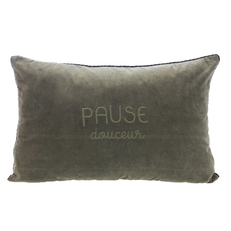 Coussin en velours "Pause Bonheur"