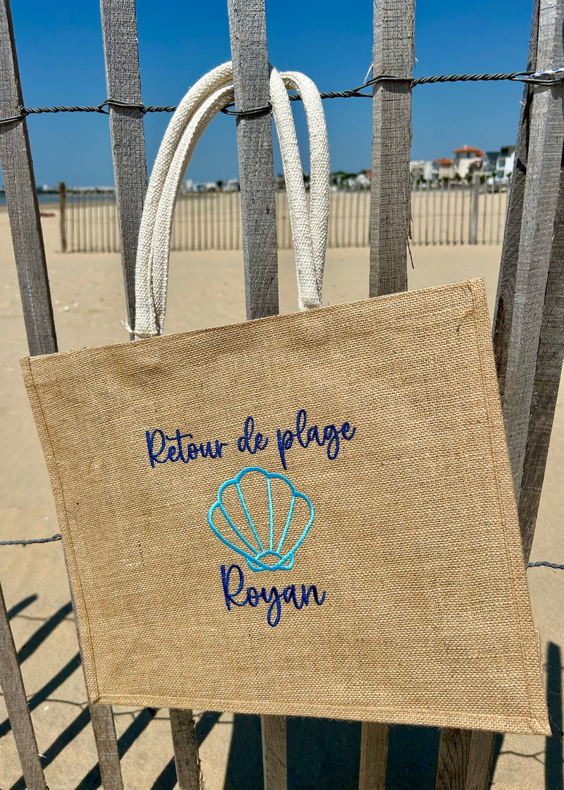 Sac cabas brodé en jute