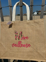 Sac cabas brodé en jute