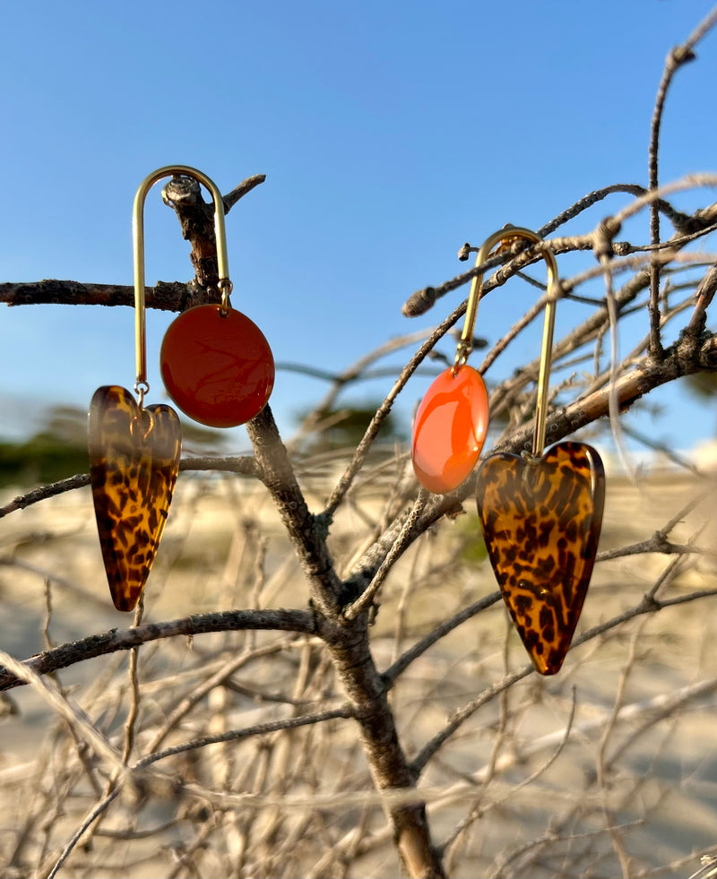 Boucles d'Oreilles artisanales "Cœur Fauve"