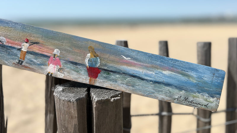 Peinture sur 1/2 douelle - pêche à la crevette