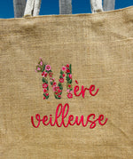 Sac cabas brodé en jute