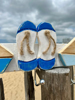 Patère murale en bois - Style bord de mer - 2 à 4 crochets métalliques