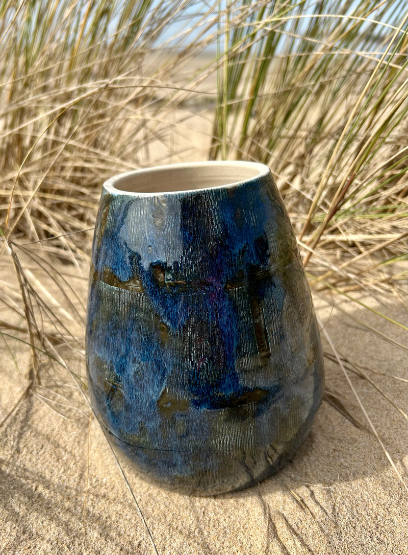 Vase en céramique émaillée - Collection "Bleu nuit"