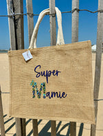 Sac cabas brodé en jute