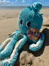 "FILOU", la pieuvre et son bébé Bleu Aqua