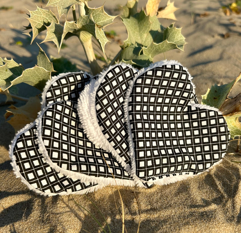 ❤️ Lot de 5 Lingettes Lavables en Forme de Cœur - coton & éponge bambou