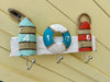 Patère murale en bois - Style bord de mer - 2 à 4 crochets métalliques