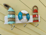 Patère murale en bois - Style bord de mer - 2 à 4 crochets métalliques