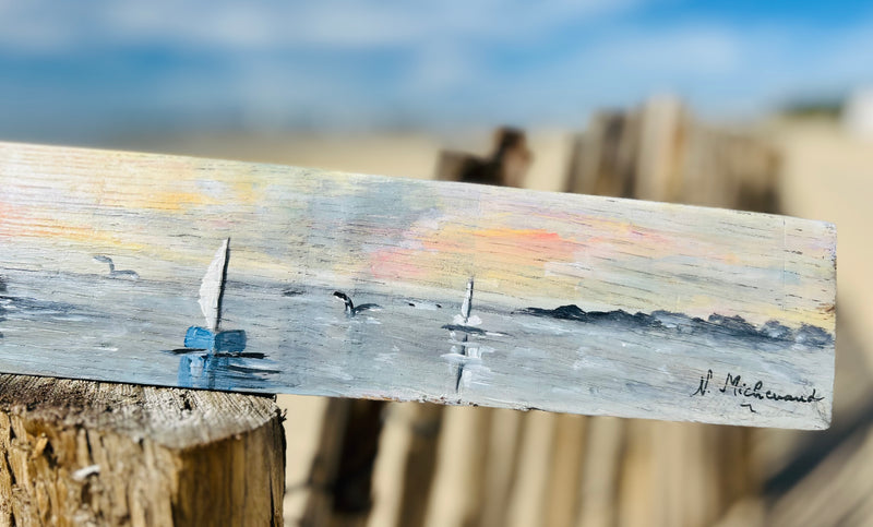 Peinture sur 1/2 douelle - voiliers