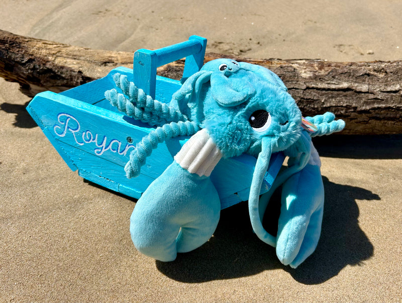 Peluche homard "I love you" maman et son bébé bleu aqua