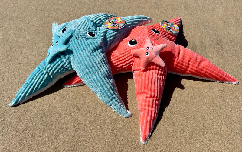 Peluche étoile de mer "Wahou" maman et son bébé bleu aqua