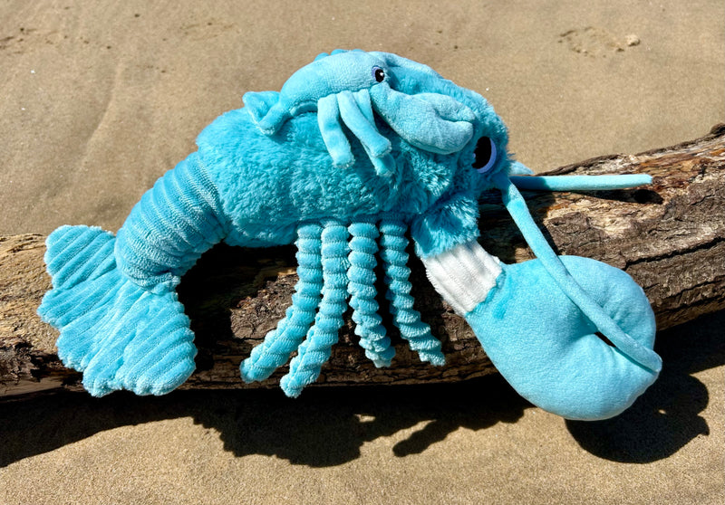 Peluche homard "I love you" maman et son bébé bleu aqua