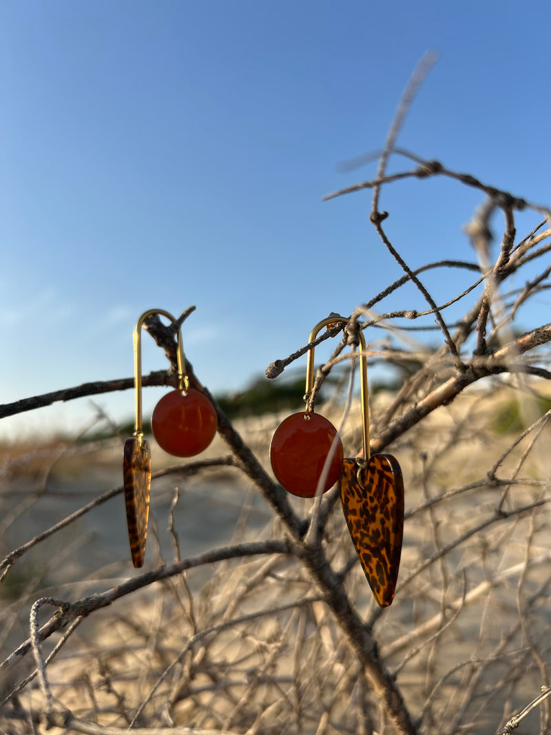 Boucles d'Oreilles artisanales "Cœur Fauve"