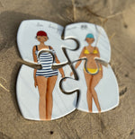 Dessous de plat / verres puzzle motif baigneuses