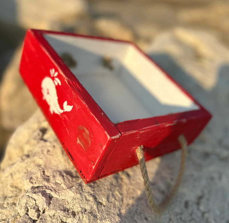 Boite de rangement "Bord de mer" avec anses en corde