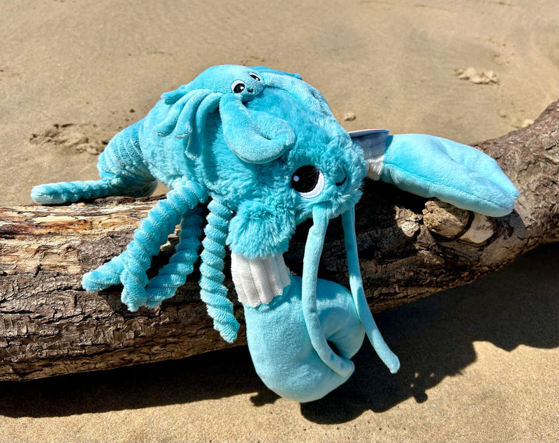 Peluche homard "I love you" maman et son bébé bleu aqua