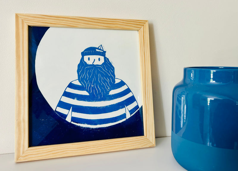 Linogravure encadrée "Le Capitaine"