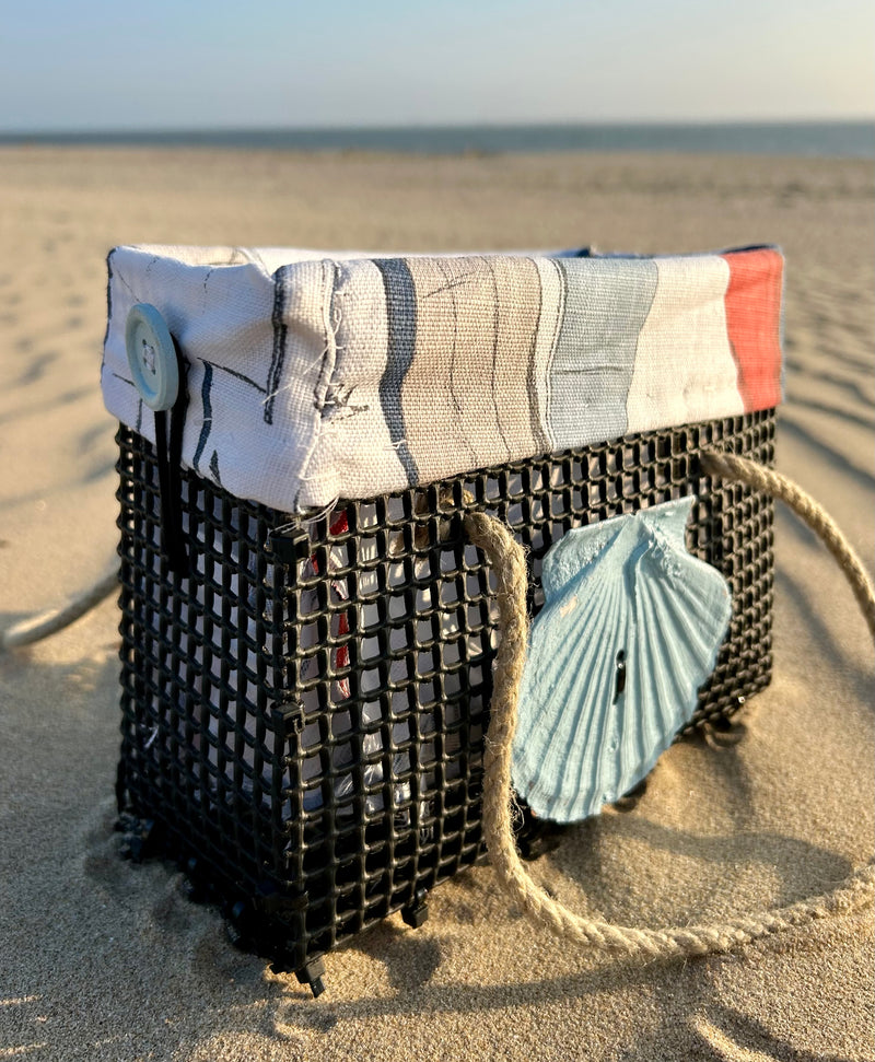 Petit panier en poche ostréicole, avec habillage tissu
