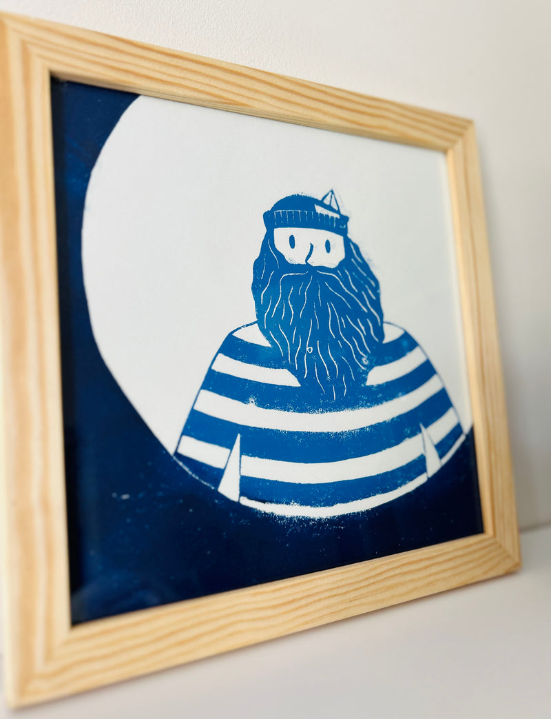 Linogravure encadrée "Le Capitaine"