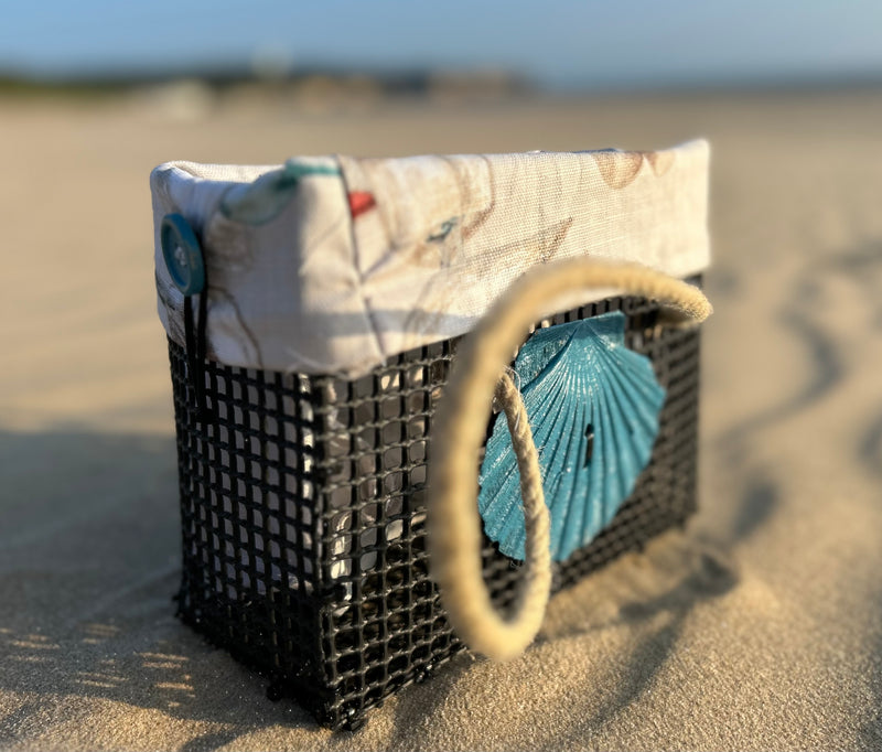 Petit panier en poche ostréicole, avec habillage tissu