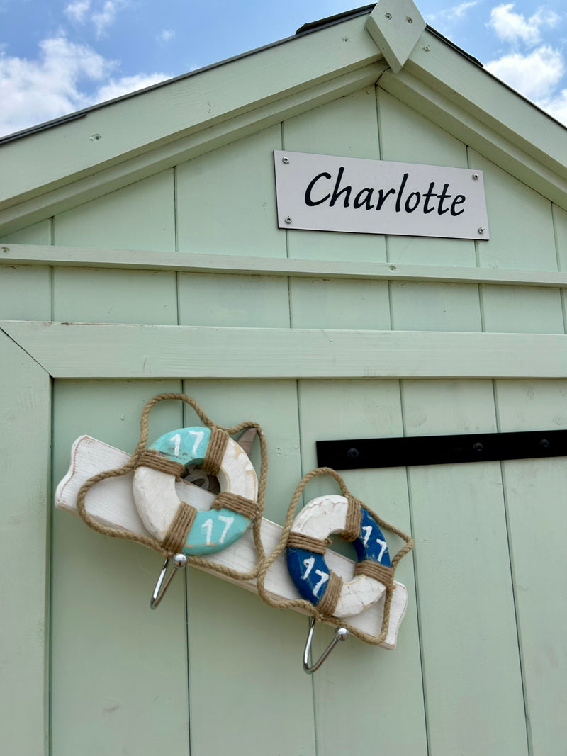 Patère murale en bois - Style bord de mer - 2 à 4 crochets métalliques