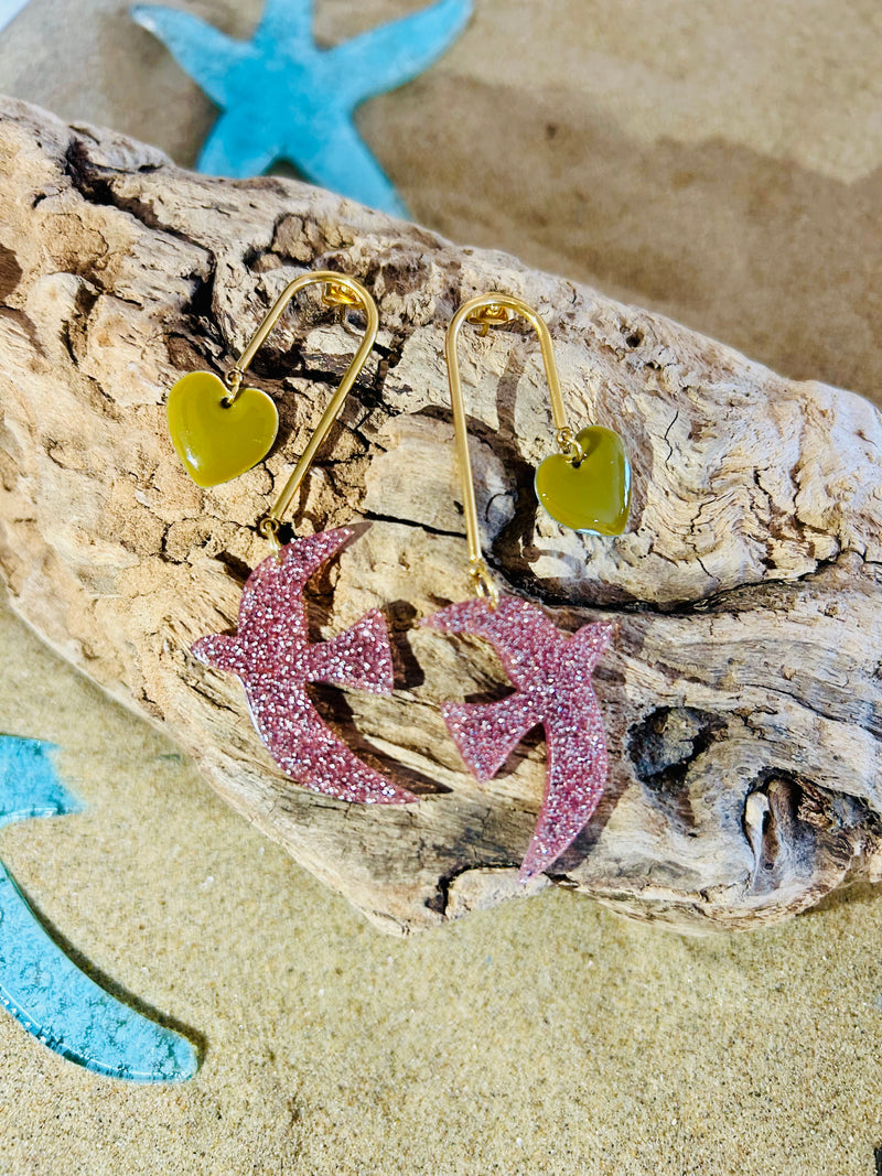 Boucles d'Oreilles artisanales "Hirondelle"