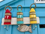 Patère murale en bois - Style bord de mer - 2 à 4 crochets métalliques