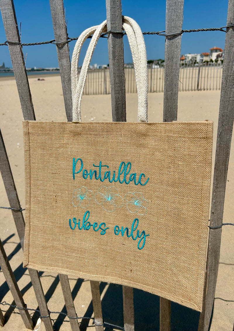 Sac cabas brodé en jute