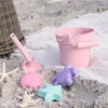 Jouets de plage en silicone (seau, pelle et 4 accessoires)