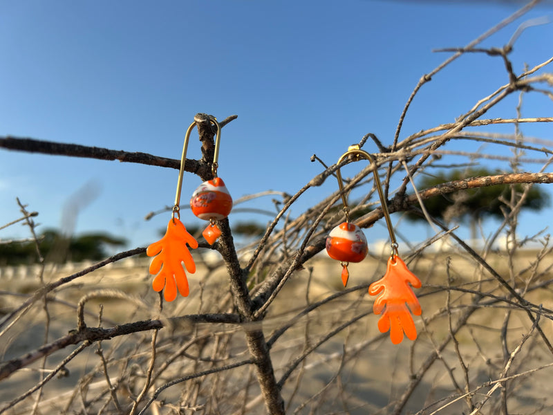 Boucles d'Oreilles artisanales "Écume d’Orange"