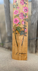 Peinture sur 1/2 douelle - Roses Trémières