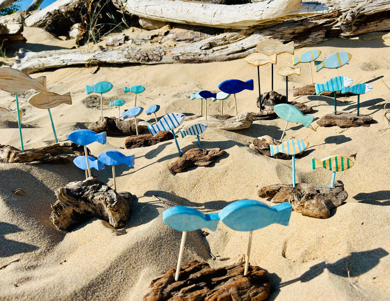Création artisanale en bois flotté – Déco 3 poissons