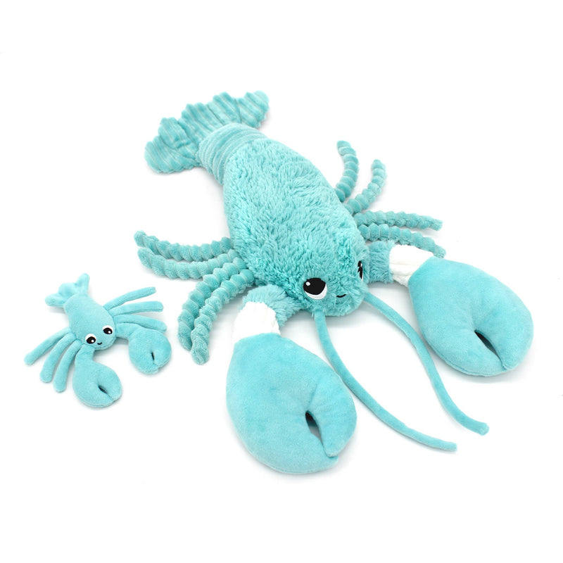 Peluche homard "I love you" maman et son bébé bleu aqua
