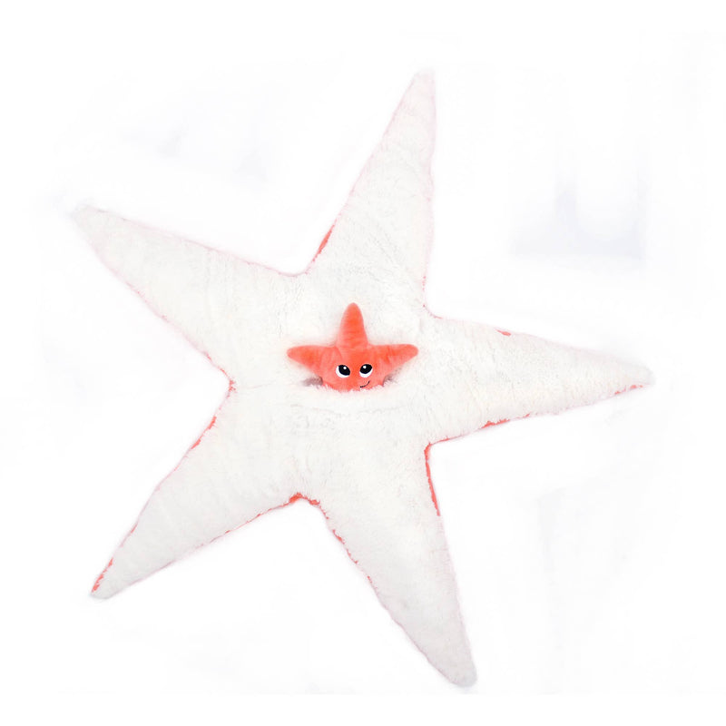 Peluche étoile de mer "Wahou" maman et son bébé bleu Corail