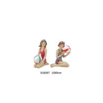 Figurine baigneuse assise & son ballon - collection Merlin