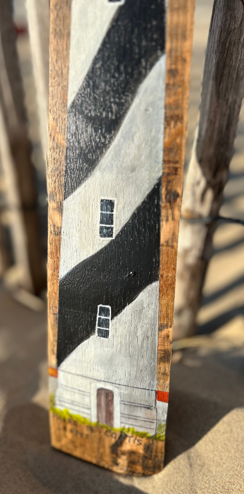 Peinture originales sur 1/2 douelle de barrique - "les phares de l'Atlantique"