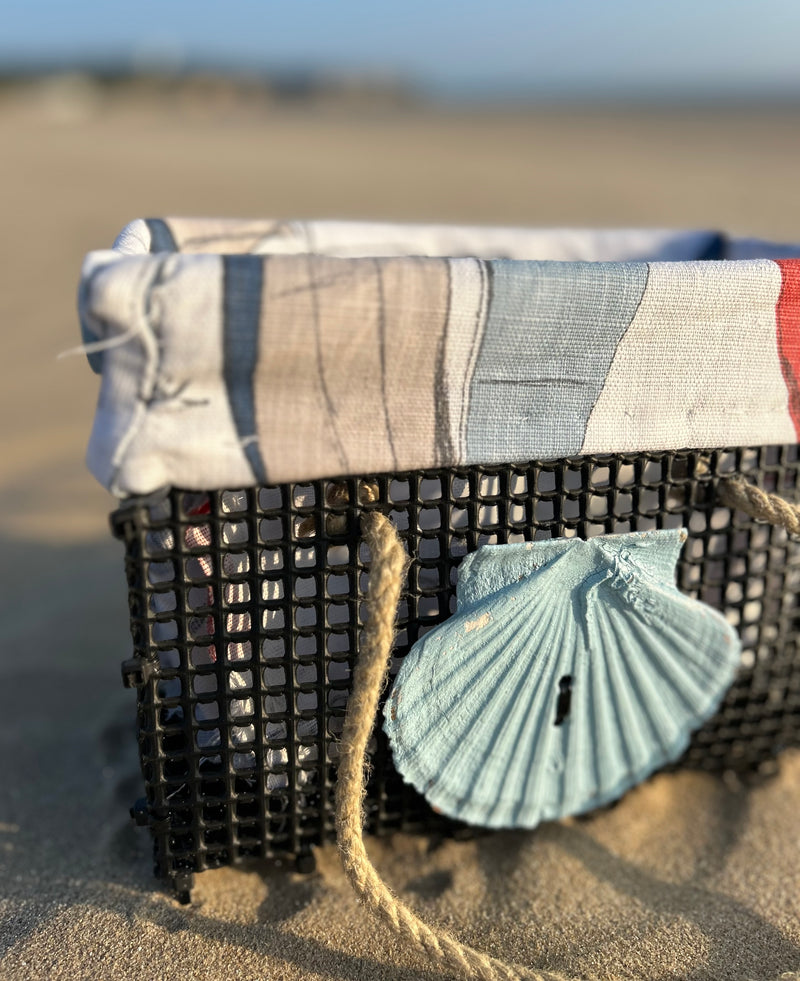 Petit panier en poche ostréicole, avec habillage tissu