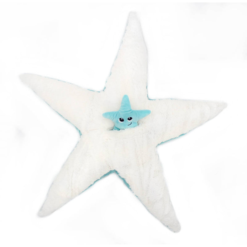 Peluche étoile de mer "Wahou" maman et son bébé bleu aqua