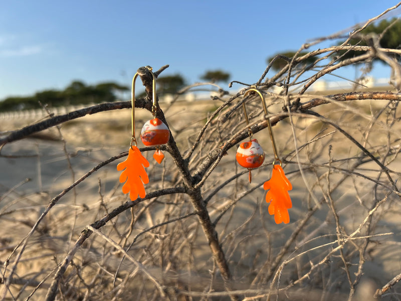 Boucles d'Oreilles artisanales "Écume d’Orange"