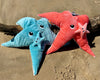 Peluche étoile de mer "Wahou" maman et son bébé bleu aqua