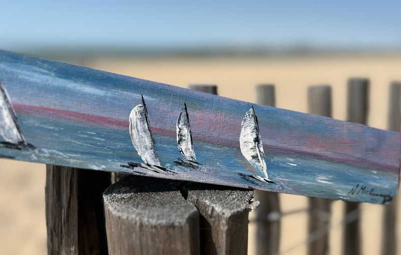Peinture sur 1/2 douelle - voiliers