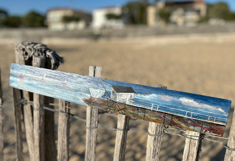 Peinture sur 1/2 douelle - "Sur les pas des Carrelets charentais"